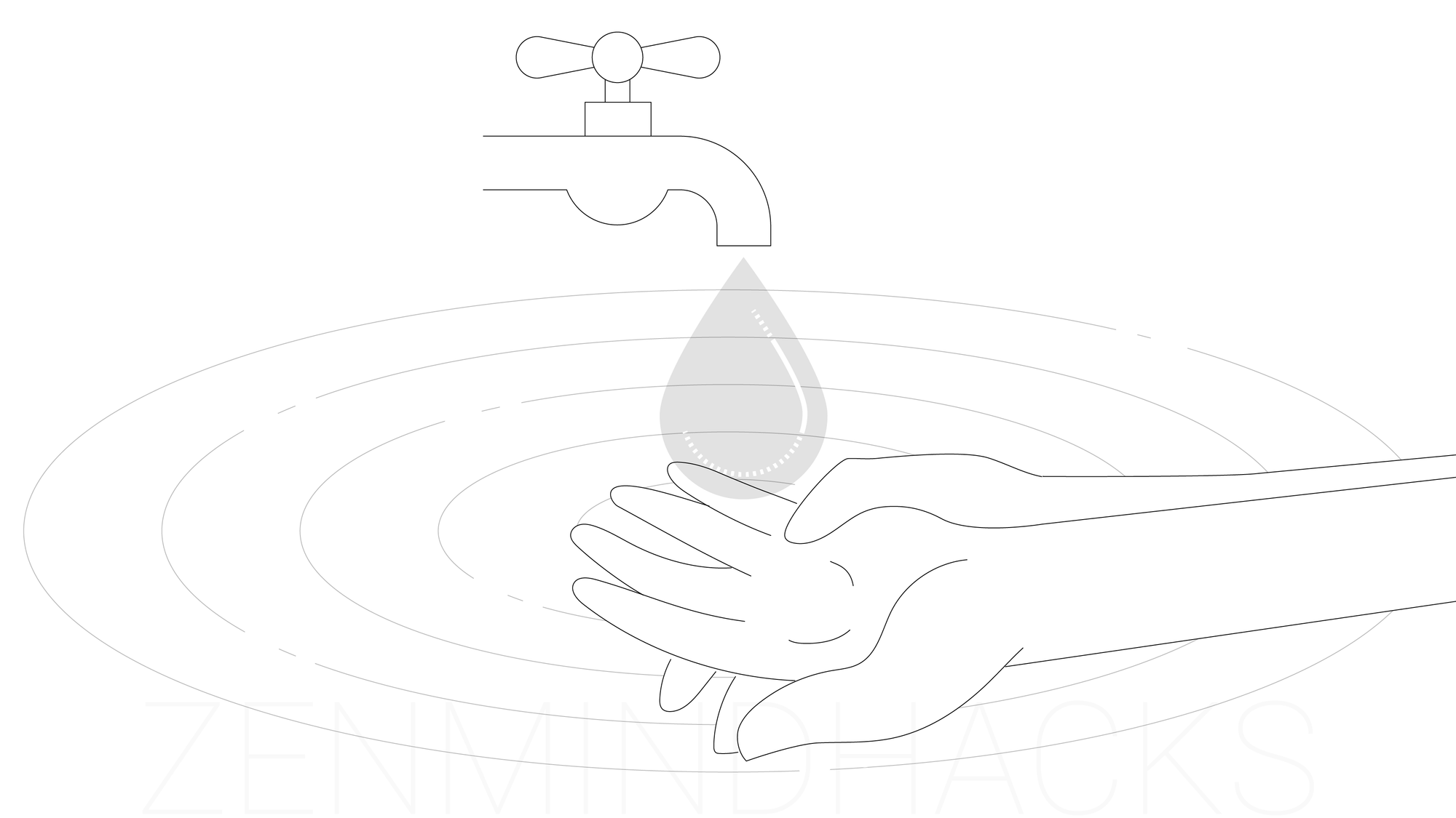 Hands under a tap receiving water drop