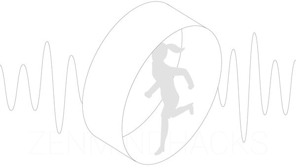 Woman running inside a flywheel with a pulse wave behind