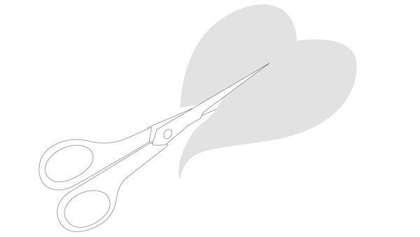 Scissors cutting open a heart